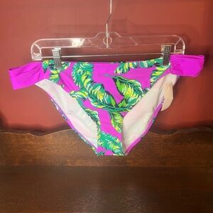 BONGO Fushia and Green Leaf Bikini Bottom